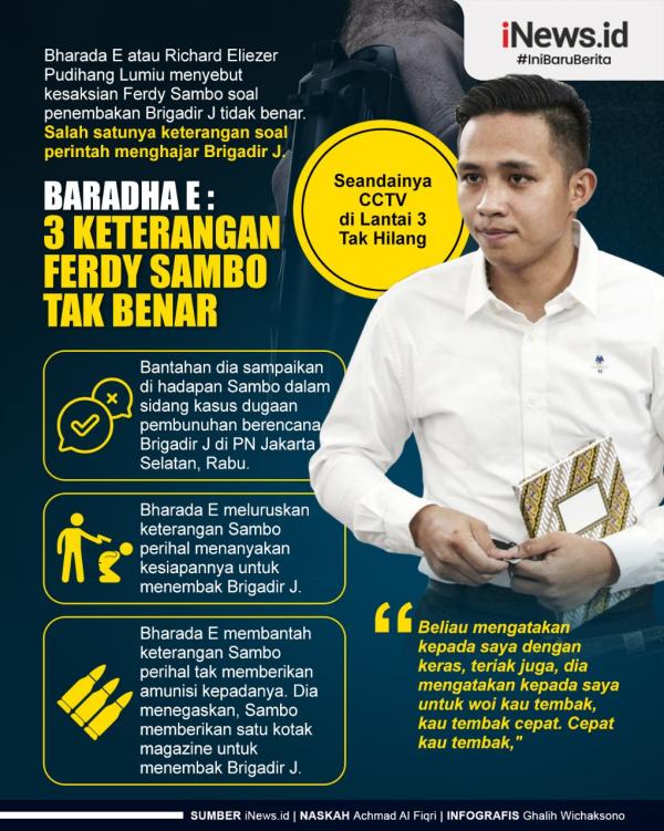 Infografis Bharada E Bantah 3 Keterangan Ferdy Sambo