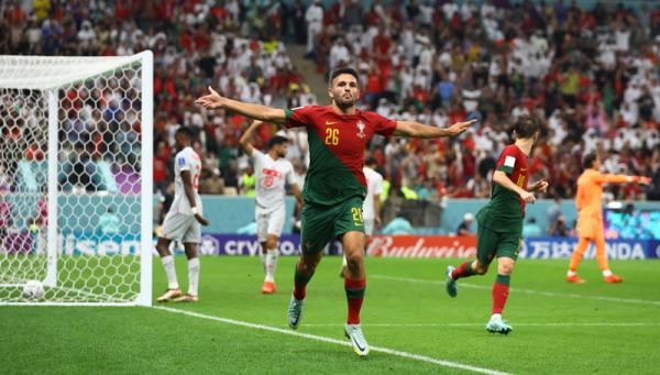 Goncalo Ramos Timnas Portugal Timnas Portugal bantai Swiss 5-1 pada babak 16 Besar Piala Dunia 2022 di Lusail Iconic Stadium, Rabu (7/12/2022) dini hari WIB. (Foto: REUTERS/Hannah Mckay)