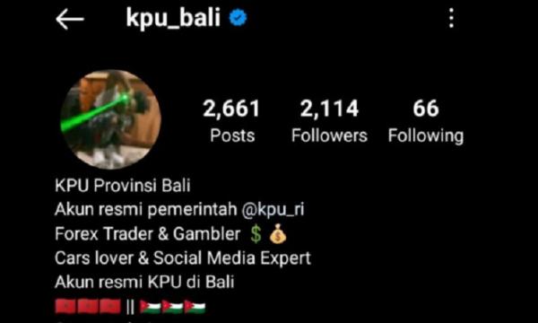 Akun Instagram KPU Bali Diretas, Muncul Bendera Maroko dan Jordania di Profil