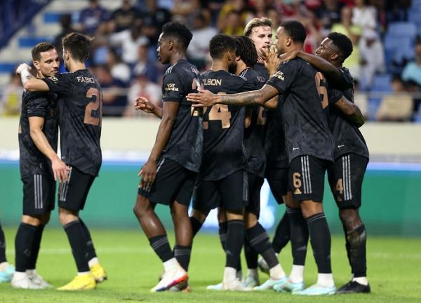 Arsenal Arsenal menang melawan Lyon pada laga Dubai Super Cup 2022, Kamis (9/12). (Foto: REUTERS)