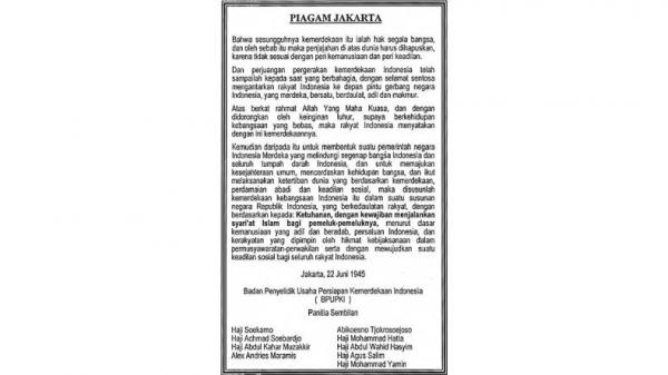 Rumusan Dasar Negara dalam Naskah Piagam Jakarta, Cikal Bakal Pancasila