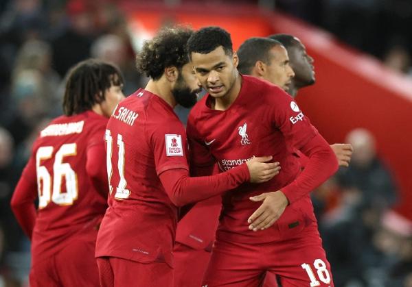 Cody Gakpo Liverpool Cody Gakpo (18) melakoni debut bersama Liverpool saat melawan Wolverhampton Wanderers dalam laga Piala FA 2022/2023 di Stadion Anfield, Minggu (8/1/2023). (Foto:REUTERS)