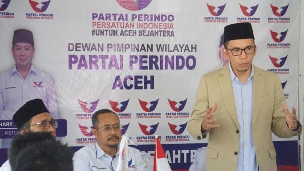 TGB di Aceh-3 Ketua Harian Nasional Partai Perindo TGB HM Zainul Majdi berkonsolidasi dengan pengurus DPW Partai Perindo Provinsi Nangroe Aceh Darussalam, Senin (16/1/2023).  (Foto/ Perindo)