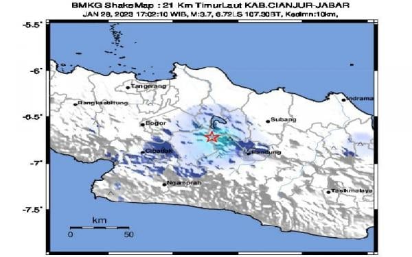 Gempa Bumi Terkini M3,7 Guncang Cianjur, Episentrum Dekat Waduk Cirata