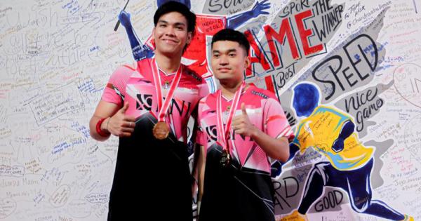 Ganda putra Tanah Air, Leo Rolly Carnando/Daniel Marthin semringah usai rajai Indonesia Masters 2023. (Foto: MPI/Aldhi Chandra)