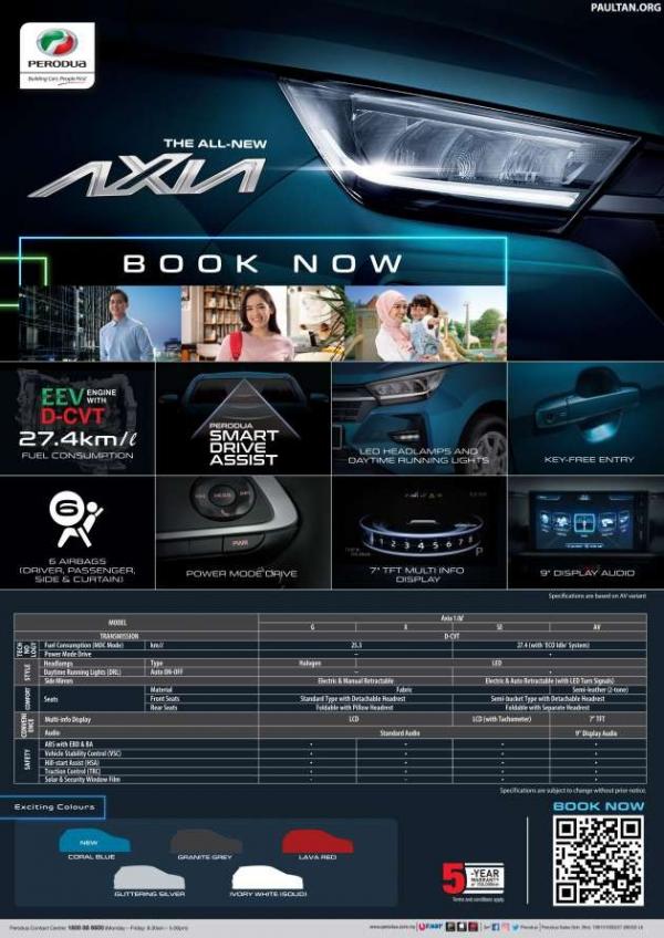 Perodua Axia 2023 Brochure Specs 630x891