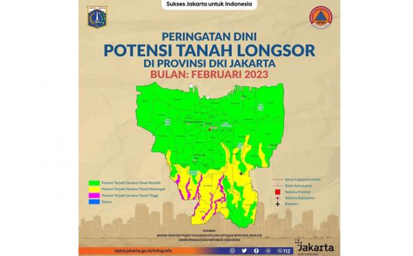 21 Wilayah di DKI Jakarta Berpotensi Alami Bencana Tanah Longsor pada Februari