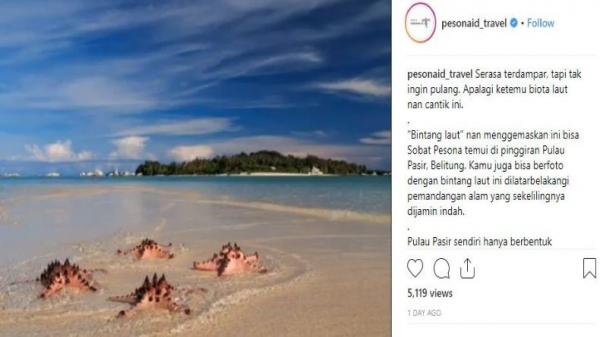 Pulau Pasir Belitung. (Foto: Instagram)