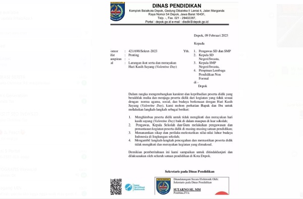 Surat Edaran Disdik Depok Surat Edaran Disdik Depok (Screencapture)
