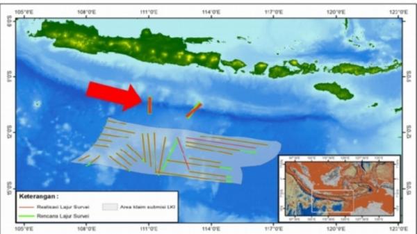 Gunung bawah laut di Pacitan (Foto sumber: Badan Informasi Geospasial (BIG))