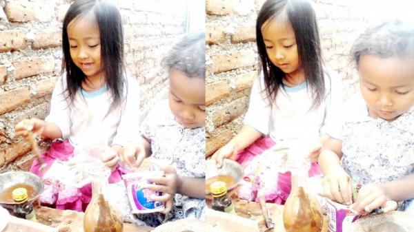 ANJANG ANJANGAN Anak perempuan bermain anjang-anjangan. (FOTO: iNews.id/AGUS WARSUDI)