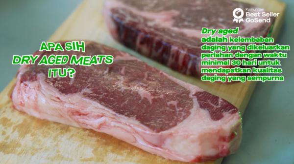 olahan daging dry aged meats Ariel memasak produk olahan daging berupa dry aged meats Rib Eye dan Wagyu dari @dryagedmeats. (Foto: dok GoTo)