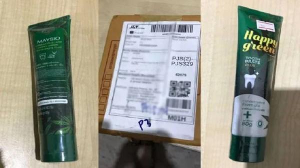 Paket berisi odol mengandung ganja yang dikirimkan kepada Perdana Menteri Malaysia Anwar Ibrahim dan Menteri Ekonomi Malaysia Rafizi Ramli. (Foto: freemalaysiatoday)