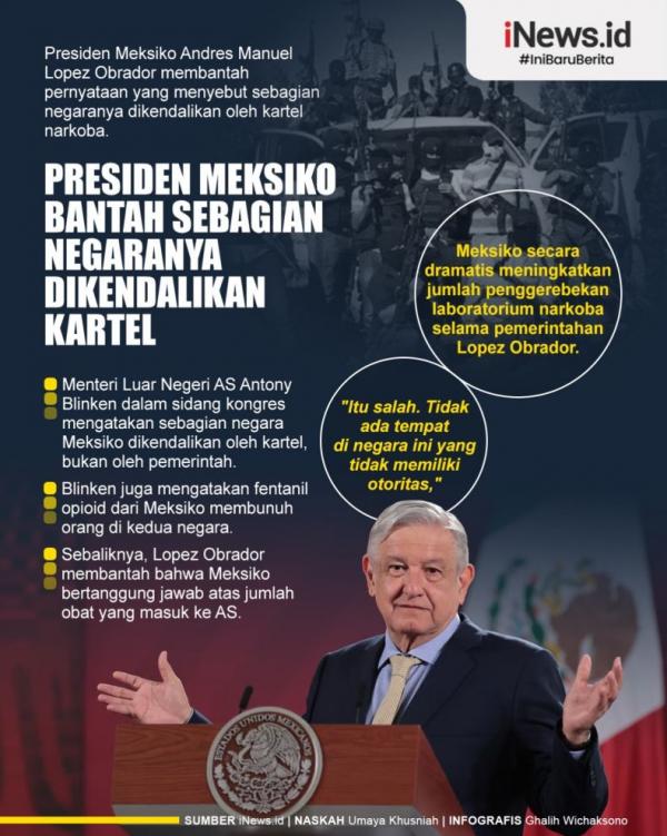 Infografis Presiden Meksiko Bantah Negaranya Dikendalikan Kartel Narkoba