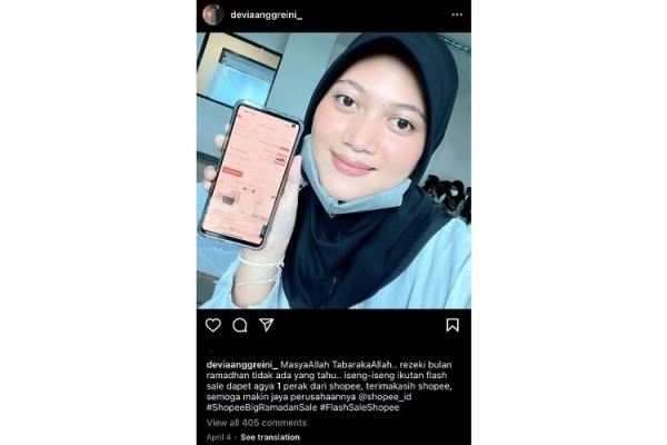 (Foto: dok tangkapan layar Instagram @deviaanggreini_)