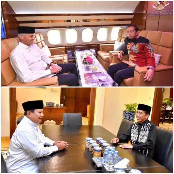 Jokowi 7 Presiden Jokowi bersama Capres Prabowo Subianto dan Ganjar Pranowo. (Foto ist).