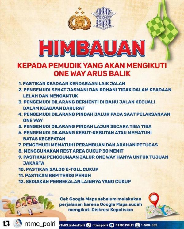 rekayasa lalu lintas arus balik lebaran di tol Trans Jawa. 