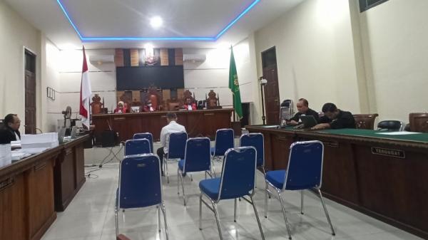 Sidang suap Unila Karomani Mantan Rektor Universitas Lampung (Unila) Karomani meminta majelis hakim menjatuhkan vonis ringan. (Ira Widyanti/MNC Portal)