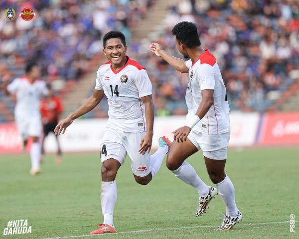 Fajar Fathur Timnas Indonesia Timnas Indonesia U-22 menang 3-0 atas Timor Leste di SEA Games 2023. Indonesia dipastikan jadi tim pertama yang lolos semifinal karena menang 3 kali. (foto: PSSI)