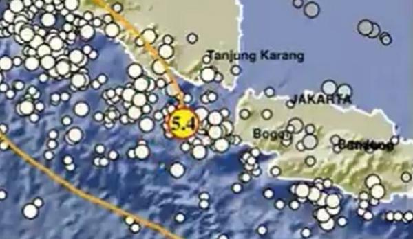 Gempa bumi dengan magnitudo 5,4 mengguncang Sumur Banten, pukul 11.24 WIB, Rabu (10/5/2023). (Foto: Twitter @InfoBMKG)