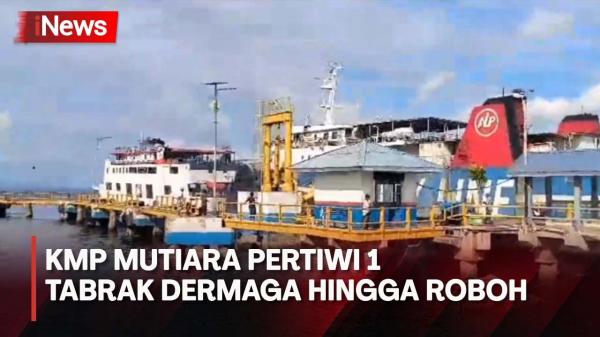 Detik-Detik KMP Mutiara Pertiwi 1 Tabrak Dermaga hingga Roboh di Ternate            