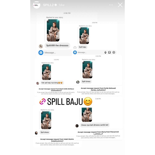 Tangkapan layar salah satu spill produk di Instagram story @tasyafarasya.