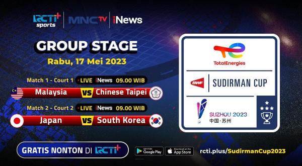 Link Live Streaming Piala Sudirman 2023 Hari Ini: Ada Duel Seru Malaysia Vs Taiwan