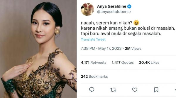 Marak Berita tentang Artis Cerai, Anya Geraldine: Serem Kan Nikah 