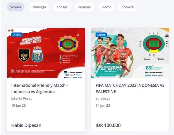 Indonesia vs argentina Tiket Indonesia Vs Argentina habis (foto: screenshot tiket.com)