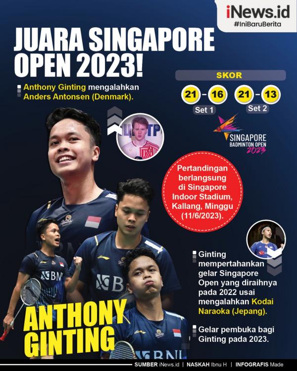 Infografis Anthony Ginting Juara Singapore Open 2023!