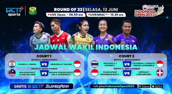 Link Live Streaming Indonesia Open 2023 Hari Ini Gratis, Klik di Sini