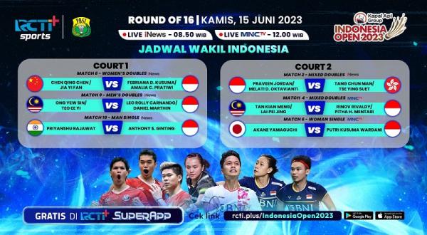 Link Live Streaming Indonesia Open 2023 Babak 16 Besar Hari Ini, Gratis ...