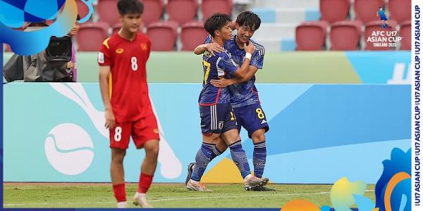 Jepang Tim Nasional (Timnas) Jepang U-17 bantai Vietnam U-17 4-0 dalam lanjutan fase grup Piala Asia U-17 2023. Hasil ini membuat Vietnam sementara jadi juru kunci. (foto: AFC)
