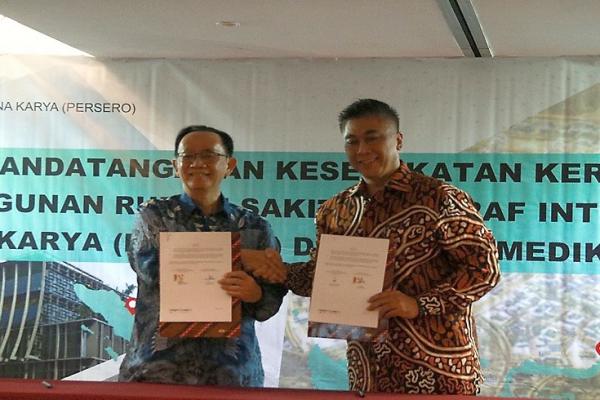 Kerja sama Hermina dan Bina Karya Penandatanganan kesepakatan kerja sama pembangunan Rumah Sakit bertaraf internasional di IKN antara Bina Karya dan Medikaloka Hermina. (Foto: Istimewa)