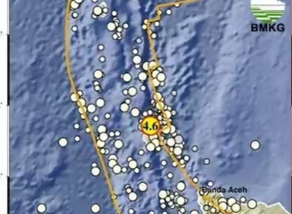 Gempa Terkini Guncang Sabang Aceh M 4,6, Pusat Getaran di Laut