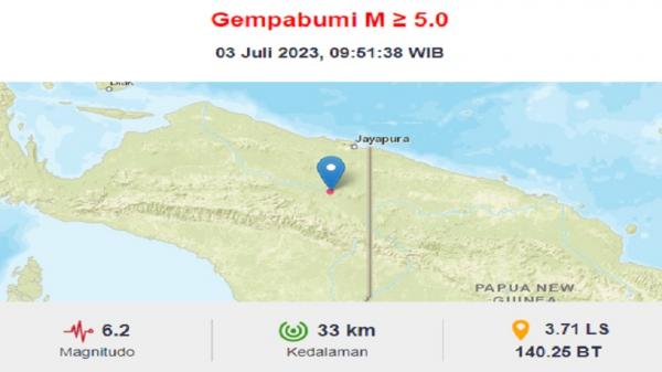 Breaking News: Gempa Terkini Magnitudo 6,2 Guncang Keerom Papua