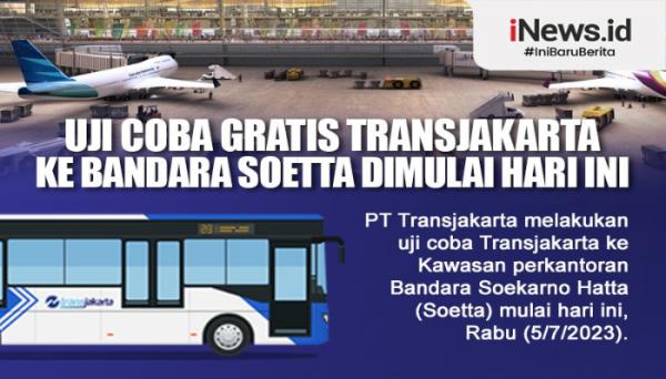 Infografis Uji Coba Gratis Transjakarta Ke Bandara Soetta Dimulai Hari Ini