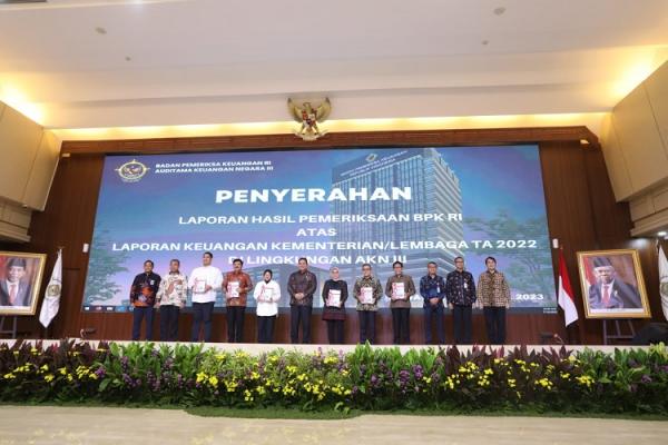 Kementerian Sosial (Kemensos) berhasil meraih predikat Wajar Tanpa Pengecualian (WTP) atas Laporan Keuangan Kemensos 2022. (Foto: dok Kemensos)