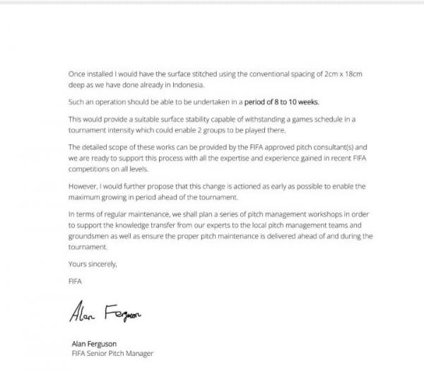Surat FIFA soal Perbaikan JIS