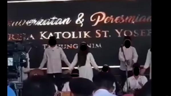 Heboh Peresmian Gereja Diiringi Marawis di Muara Enim Sumsel (Foto: Tangkapan Layar)
