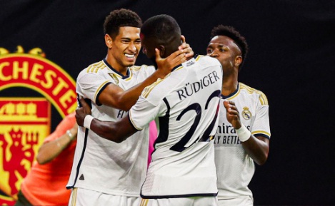 Real Madrid hajar Manchester United 2-0 pada laga uji coba di NRG Arena, Houston, Texas, Amerika Serikat, Kamis (27/7/2023) pagi WIB. (Foto: Real Madrid)