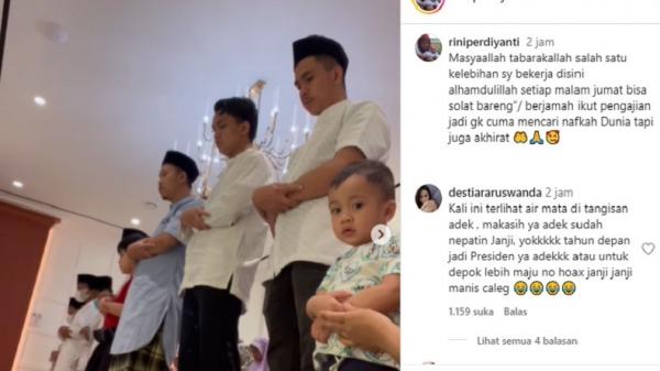 Rayyanza Belajar Sholat Bareng Sus Rini, Netizen: Anak Orang Kaya Soleh