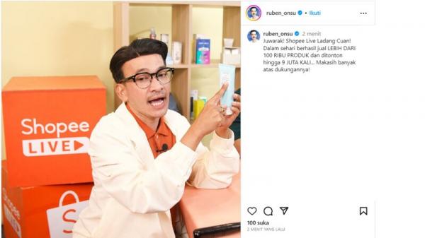 shopee ruben onsu Live streaming Ruben Onsu pada puncak kampanye Shopee 8.8 Grand Beauty and Fashion Festival. (Foto: tangkapan layar/Instagram)