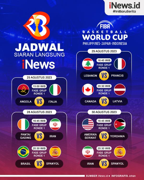 Infografis Jadwal Siaran Langsung FIBA World Cup 2023 di Inews TV