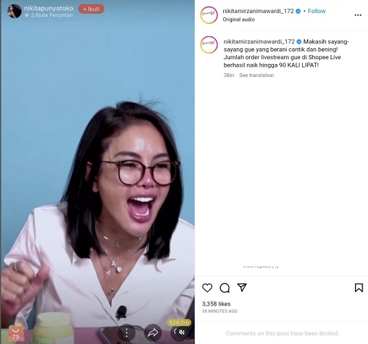Postingan Video Shopee Nikita Mirzani Postingan video Nikita Mirzani di akun Instagram miliknya. (Foto: dok Instagram @nikitamirzanimawardi_172)