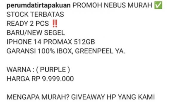  Akun @perumdatirtapakuan diduga dibajak atau diretas. (Foto tangkapan layar).