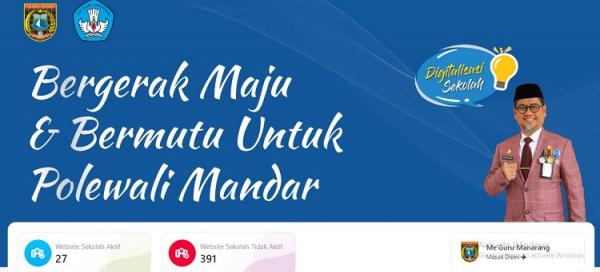 Tampilan halaman utama Aplikasi Me’guru Manarang atau Smart School atau Me’guru Manarang. (Foto: Dinas Pendidikan Polewali Mandar)