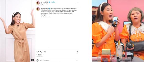 Sesi live yang dipandu langsung oleh Sarwendah di puncak Shopee 9.9 Super Shopping Day. (Foto: Ist)