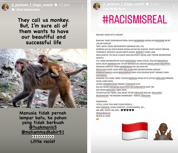 Respons Jacksen F Tiago membalas serangan rasisme kepada anaknya, Hugo Samir. (Foto: Instagram jt_jacksen_f_tiago_coach)