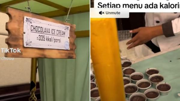 Menu makanan di resepsi pernikakan lengkap dengan hitungan kalori. (foto: TikTok)
